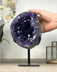 Top Grade Natural Amethyst Geode - Metallic Stand Included