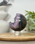 Amethyst & Agate Sphere Geode with Crystal Druzy - SPH0183