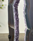 Agate Slice with Amethyst Crystals on Stand for Home Decor Display - MWS2674