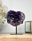 Natural Amethyst Stone Heart with Metal Stand - HST0255