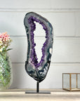Deep Purple Amethyst Geode Slice on Metal Stand - MWS2758