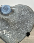 Blue Banded Agate & Quartz Stone Heart Carving - HST0331