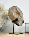 Natural Yellow Sugar Druzy Geode, Metallic Stand included - MWS1972