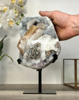 Quartz Crystal with Calite Geode on Stand Mineral Specimen