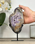 Agate Geode Slice with Purple Quartz Crystals - MWS2906