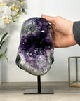 Natural Amethyst Crystal Geode on Stand with Large & Deep Purple Crystals - MWS2590