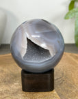 Banded Agate & Quartz Druzy Sphere Geode - SPH0202