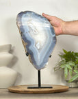 Unique Blue Banded Agate & Quartz Statement Piece - MWS3038