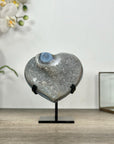Blue Banded Agate & Quartz Stone Heart Carving - HST0331