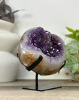 Unique Natural Amethyst Geode with Quartz Shell on Stand - MWS3313