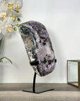 Uruguayan Amethyst Geode with Calcite on Metal Stand – Unique Crystal Display - MWS2705