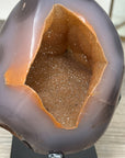 Natural Agate Geode in Orange Hues With Metal Stand - MWS2761