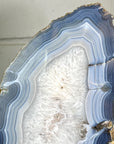 XXL Natural Blue Banded Agate & Quartz Stone Slice on Stand - MWS3043