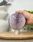 Amethyst & Banded Agate Sphere Geode with Druzy Crystal Cavity - SPH0182