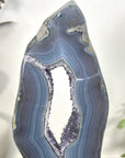 Blue Banded Agate & Amethyst Geode Slice Portal - MWS3247