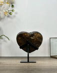 Natural Amethyst Crystal Heart, Metal Stand Included - HST0324