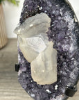 Amethyst with Calcite Inclusion on Metal Stand – Natural Display Piece - MWS2404