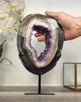 Amethyst Geode Slice Portal with Purple Crystal Center for Home Decor - MWS2657