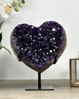 A+ Grade Natural Amethyst Heart Carving with Metal Stand - HST0290