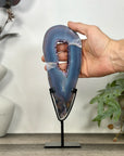 Natural Blue Banded Agate & Amethyst Geode Portal with Stand - MWS3242