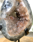 Natural Peach Tone Sugar Quartz Crystal Geode with Calcite Inclusion - MWS3254