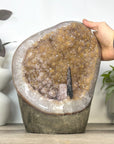 Natural Uruguayan Amethyst Cathedran Cave with tunning Green Jasper Shell - CBP1406