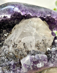Natural Uruguayan Amethyst Geode with Calcite Formation Covered with Sugar Quartz Crystals - CBP1412
