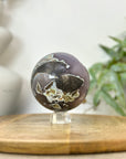Amethyst & Agate Sphere Geode with Druzy Crystal Interior - SPH0230