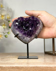 A+ Grade Natural Amethyst Heart Carving with Metal Stand - HST0239