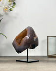 Natural Agate Geode in Orange Hues With Metal Stand - MWS2761