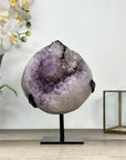 Amethyst Geode on Stand with Deep Purple Crystals and Calcite Formations - MWS2824