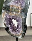Amethyst & Quartz GEode Slice oin Metallic Stand - MWS2904