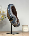 Outstanding Caramel Amethyst & Blue Banded Agate Geode - MWS1426