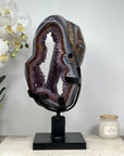 Unique Amethyst, Blue & Red Agate Geode on Rotary Stand – Ideal for Yoga or Spiritual Decor - MWS1519
