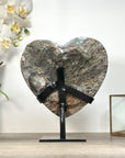 XL Natural Amethyst & Quartz Stone Heart Carving from Uruguay - HST0320