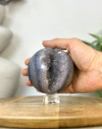 Banded Agate & Quartz Druzy Sphere Geode - SPH0233