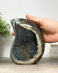 Natural Agate & Green Quartz Druzy Stone Flame Carving - FST0168