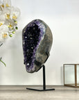 Natural Large Amethyst Geode with Shinny Crystals on Metal Stand - MWS2821