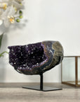 Deep Purple Amethyst Crystal Geode on Stand – Home or Office Decor Display - MWS2628