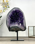 Natural Large Amethyst Geode with Shinny Crystals on Metal Stand - MWS2797