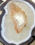 Blue Banded Agate & Quartz Slice Portal on Metal Stand - MWS3290