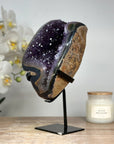Natural Amethyst Stone Geode with Metallic Stand - MWS1706