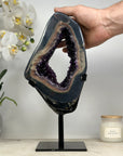 Unique Large Agate & Amethyst Portal Geode, Metal Stand Included - MWS1563