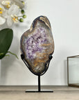 Agate Geode Slice with Purple Quartz Crystals - MWS2906
