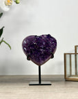 Deep purple Amethyst Heart - Metal Stand included - HST0298