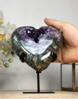 Amethyst & Green jasper Stone Heart Carving - HST0272