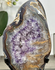 Agate Geode Slice with Purple Quartz Crystals - MWS2906