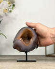 Natural Agate Geode in Orange Hues With Metal Stand - MWS2761