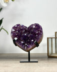 Amethyst Stone Heart, Metal Stand Included - HST0296