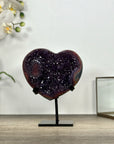 Unique Agate & Amethyst Crystal Heart with Stand - HST0336